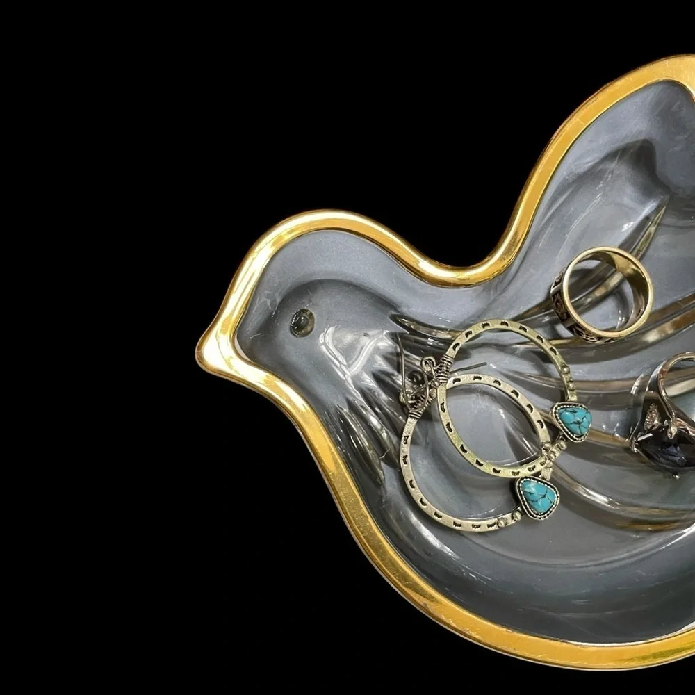 Mikasa Golden Dove Sweet Dish Peace Crystal Gold Trim Trinket 6.5”x5"x1" - Picture 5 of 10